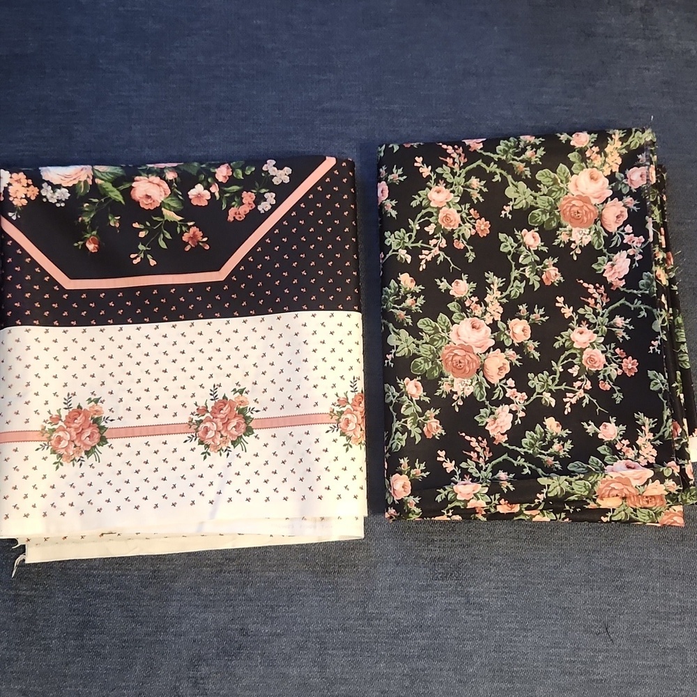 Bundle of 2 Cranston Quilting Cotton Fabrics - Black and Pink